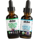 Zeoliet Detox & Adrenal Focus Support - Clinoptiloliet Zeoliet voor kinderen en volwassenen Liquid Drops met vitamine B12 & D - Organic Adrenal and Focus for Calm Natural Brain, Memory Fatigue Stress Attentie