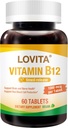 Lovita Vitamin B12 1000 mcg (B12 Vitaminen als Cyanocobalamine), Getimed Release B12, Vegan-Vriendly, Ondersteunt Zenuwstelsel, 60 Vegetarische Tablets (2 maanden Supply)