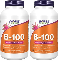 Now Supplements, Vitamin B-100, Energy Production*, Nervous System Health*, 250 Veg Capsules, (Pack of 2)