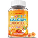 Kids Calcium Gummies with Vitamin D3 K2 - Calcium Citrate with Magnesium, Zinc, Omega-3 and Probiotics for Kids Bone Health, Digestive & Development Support - Sugar Free Gummies, Non-GMO, Vegan
