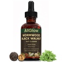 AllGlow Wormwood Black Walnut Drops, Black Walnut Wormwood Herbal Gut Cleanse with Soursop, Pumpkin Seed, PAU D’Arco, Garlic & Oil of Oregano, Daily Digestive Support, 60ml / 2 Fl Oz