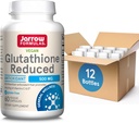 Formules de Jarrow Glutathion réduit 500mg- 60 Capsules de Véggie- Antioxydant intracellulaire- Suppléments de Glutathion de qualité- Supporte le recyclage des vitamines C et E- Sans OGM- Sans gluten- Vegan, boîte de 12