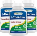 Best Naturals L-Theanine 200 mg per tablet (400 mg per 2 tabletten) - Bevordert ontspanning zonder slaap - 120 Vegetarische tabletten - (120 telling (pakket van 3))
