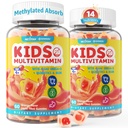 (2 Pack) Gommies multivitamines pour enfants avec fer, sans sucre, Vitamines quotidiennes pour enfants + probiotiques, Algae Omega 3 (EPA/DHA), A, C, D, méthyl B12, Folate, B6, zinc, biotine, pour une croissance saine, soutien immunitaire