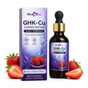 GHK-Cu Copper Peptide Oral Drops for Hair Growth & Skin Elasticity | 6-in-1 beauty formula with collagen, hyaluronic acid, biotin, resveratrol & PQQ, strawberry flavor, 2 fl oz
