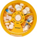 INFODA Weekly pil Organizer 7 Compartiment Rotating Pill Box voor dagelijkse medicatie & vitamines - Portable Travel Pill Case Visolie Supplementen Vitaminen Organisator (Orange)