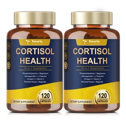 Totaria Cortisol Supplement met Ashwagandha, Magnesium,Rhodiola Rosea,L Theanine, Hormone Balance voor vrouwen Mood, Focus, Slaapondersteuning 120 Vegan Capsules (pakket van 2)