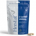 Herstat L-Lysine 1500mg Capsules for Lip Health & Immune Support, High Strength 60ct Llysine Pills, Full Month Supply, Lisina Supplement