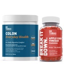 Dr Tobias Apple Cider Vinegar Gummies & Colon Everyday Health - Soutien quotidien digestif, détox et nettoyant avec les gommes au vinaigre de cidre et poudre de musc de psyllium