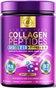 Collageen Peptides Powder 20G met Hyaluronzuur & Biotine, ongearomatiseerd gras Gehydrolyseerde poeder type I & III - Ondersteunt haren, nagels, huid, botten en gewrichten - Beste collageensupplementen - 28 porties