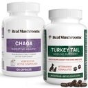 Echte paddo's Chaga voor mensen (120ct) & Turkije staart voor huisdieren (90ct) - bundel voor de spijsvertering van gezondheid en immuniteit - Veganistisch, niet-GMO, Grain-Free, Glutenvrije paddo Extract Capsules