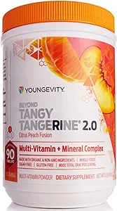 Youngevity Beyond Tangy Tangerine 2.0 Citrus Peach Ultimate Multi-Vitamin & Mineral Complex - Made with Natural & Whole Foods | 8,000 ORAC | 2 Canisters