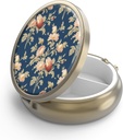 Pill Case Pill Box met Mirror Retro 3 Compartiment Kleine pil Case voor Purse of Pocket Bronze Kleine Roud pil Box of vitamines, Visolie, Supplementen, Pill Bevat reizen Gifts( Retro Rose Floral)