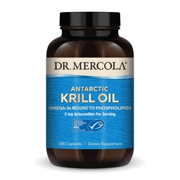 Dr. Mercola Antarctica Krill Oil, 1000 mg per portie, Omega-3 Supplement met EPA, DHA, Fosfolipiden & Astaxanthine, Ondersteunt Hart, Hersenen & Immune Health, Non-GMO, Soy-Free, 180 Capsule (90 Serving)