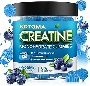 Creatine Monohydraat Gummies for Men & Women 120 CT - 5600mg Creatine Monohydraat per Serving, Kauwbare Creatine Monohydraat voor Muscle Support & Energy Boost, Sugar Free, Vegan (Blueberry Flavor)