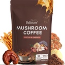 Café de champignons, 6 champignons adaptogènes (Manille de Lion, Cordyceps, Turkey Tail & Other) mélangés avec du café instantané Premium pour Focus, Energy, Immune et Gut Health Support, 30 portions