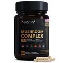 Lions Mane 6 in1 Mushroom Supplement with Turkey Tail Reishi Cordyceps Chaga Maitake Meshima Poria Cocos Shiitake Oyster Porcini Enoki 120 Count