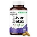 Wild & Organic Liver Detox Capsules - Milk Thistle Silymarin, Dandelion Root Cleanse Formula - Vegan Milk Thistle Supplement for Liver Support - 180 Capsules - 3-Month Supply - Non-GMO