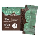 Floura Chocolate Mint Chip & Fruit Fiber Bars- High Fiber, Vegan, Gluten & Dairy Free, Low Calorie Healthy Snack Bars with Upcycled Produce for Gut Health [12 Pack]