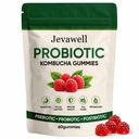 Jevawell Kombucha Gummies with Prebiotics & Fiber, Probiotics Gummies for Women, Slippery Elm, Dandelion Root & MCT Oil, Daily Digestive Wellness Supplement, 60 Gummies