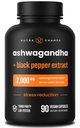 NutraChamps Biologische Ashwagandha Capsules, 2000mg Adrenal Fatigue, Thyroid & Mood Support Ashwagandha Supplementen, Ashwagandha Root Powder & Citroen Balm, Superior Absorptie met zwarte peper