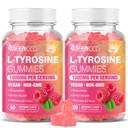 MEENCCD 2 Pack L-Tyrosine Gummies, 1000mg L-Tyrosine Supplement for Kids & Adults, Energy & Memory Support, Non-GMO, Sugar-Free, Raspberry Flavor, 120 Count