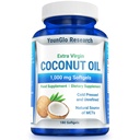 Coconut Oil 1000 mg 100% Cold-Pressed Organic Extra Virgin Coconut Oil 180 Vegan Softgel Capsules Keto-Friendly Dietary Supplement Support for Hair, Nails & Skin Health