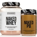 NAKED Strawberry Whey Protein Powder (24 Servings) PB Powdered Peanut Butter 1.5LB (45 Servings) – Grass-Fed; Bulk; Non-GMO; Gluten Free; Soy Free; Vegan