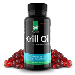 Daiwa Krill Oil 1000mg Softgels - EPA DHA Omega 3 Antarctische Krill Oil Supplement met Astaxanthine - Natural Solution for Joint, Brain Support and Heart Health - 60/ct