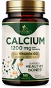 Calcium 1200 mg with Vitamin D3 - Per Serving - Bone Health Supplement - Vitamin D & Calcium Supplements for Women & Men - Bone Strength Support - Natural Calcium Pills - Bottled in USA - 180 Tablets