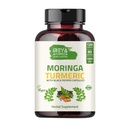 Bio Moringa Oleifera Poudre et poudre de racine curcuma avec Blackpepper 120 Capsules.Fabriqué avec Bio Moringa, Turmeric et Black Pepper.