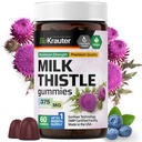 BIO KRAUTER Thistle de lait Detox de foie Gummies - 1500 mg Strength - 60 Chews - Silymarin Lait Thisle Supplément - Formule sans gélatine végétalienne