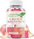 Calcium Gummies 600mg met vitamine D3, Calcium Magnesium Zink Gummies voor Bone & Immune Support, Calcium Supplement voor vrouwen & mannen, Suikervrij, Veganistisch, Perzik smaak, 60 Tellen