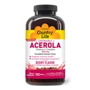 Country Life Acerola Vitamine C Complex, 500mg, Kauwbare Berry Flavored Wafers, Ondersteunt Immune Health, 180 Wafers, Gecertificeerde Gluten Vrij door GFCO, Gecertificeerde Vegan door AVA