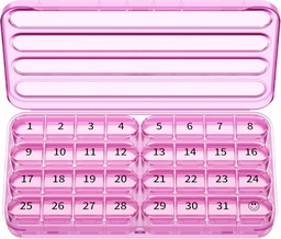 Zoksi maandelijkse pil Organizer 1 keer per dag, 30 dagen pil Box Organizer, een maand pil geval voor reizen, 31 dagen dagelijkse medicatie container voor vitamines, supplement & medicatie(Purple)