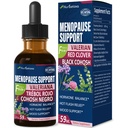 Black Cohosh Liquid Drops for Menopause Hot Flashes Support - 2oz | 8-in-1 Herbal Supplement Tincture, w/Red Clover & Motherwort Extract for Night Sweats, Cimicifuga y Valeriana para Menopausia