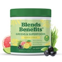 360 Voeding Blends with Benefits Super Greens Powder w/Probiotica, Digestieve Enzymen, Suiker & Glutenvrij, Plant Based Superfood Drink Mix for Gut Health, Bloating, Immunity, Algehele gezondheid, 6,35 oz