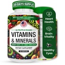 Multivitamines/Minerales Capsules avec Zinc et Premium 42 Fruits et légumes Mélange pour immunosoutien quotidien Multivitamine Capsule Antioxydant Supplément pour système immunitaire 60 Capsules