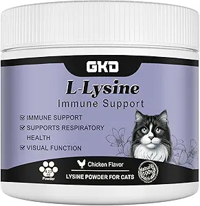 Poudre L-Lysine pour Chats, Imune Support pour Chats, Supports Supplément Santé Immune et Eye, Aide Lysine avec Réduit la décharge oculaire, Allège Éternuer et Runny Nez