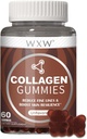 WXW Gehydrolyseerde Collageen Peptides Gummies for Women, Non-GMO Anti-Aging Formula with Biotin, Zink, Vitaminen C & E for Hair, Skin and Nails, Vanilla Unflavored