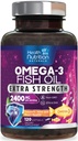 Omega 3 Visolie 2400 mg - Triple Strength Omega3, EPA & DHA Fatty Acids Supplement - Natuurlijke ondersteuning voor Immune, Hart & Hersen Gezondheid - Wild Caught, Non-GMO, citroensmaak, Burpless - 120 Softgels