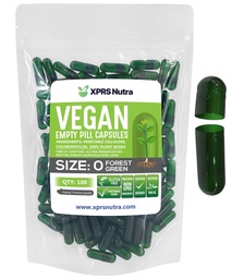 XPRS Nutra Maat 0 Lege capsules - 100 Graaf Lege Vegan Capsules - Vegetarische pillen - DIY plantaardige capsule vullen - Veggie pilscaps voor Do-It-Yourself Supplements (Forest Green)