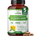 Zazzee Extra Strength St. John's Wort 20:1 Extrait, 8000 mg Strength, 0,3% Hypericine, 150 Capsules Vegan, 5 mois d'approvisionnement, concentré, extrait 20X normalisé, 100% végétarien, non-OGM, tout naturel