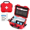 NANUK 904 Waterproof First Aid Kit 110pcs – Durable, Pre-Stocked First Aid Emergency Kit with Bandages, Tick Removal Tool, and More – Dustproof, Impact-Resistant, Floats (10.2" x 7.9" x 4.5") – Red