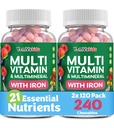 YUM-V'S Kids Multivitamine met ijzer - Kauwbare Multivitamine - Vitaminen + IJzer Supplement - Peuter Vitaminen voor 2 jaar oud +, Kosjer, Halal, Glutenvrij 120 (pack van 2