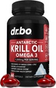 Krill Oil Omega 3 500mg - Antarctische Krillolie 1000mg Softgels Capsules EPA, DHA, Astaxanthine, Fosfolipiden - Omega 3 Vetzuren Supplementen, Natuurlijke Pure Supplementen voor Vrouwen & Mannen - 60 Softgels