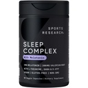 Sports Research® Sleep Complex w/Melatonin 5mg, 60 Count | Made w/ Melatonin, L-Theanine 200mg, Valerian Root & Magnesium | Supports Restorative Sleep & Relaxation | Vegan, Non-GMO