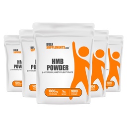 BulkSupplements.com HMB Powder - as Calcium HMB Supplement, Beta-Hydroxy Beta-methylbutyraat - Unflavored & Gluten Free, 1g per Serving, 1kg (Pack of 5) (11 lbs)