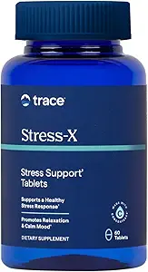 Trace Minerals Stress-X - Dieetsupplement met voedingsvezels en sporenmineralen - Magnesiumsupplement voor slaapgezondheidsondersteuning - Formule met vitamine A, B12, D & More - 60 tabletten (30 porties)