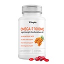 Vitapia Omega 7 Sea Buckthorn Berry Oil 1000mg for Hair, Skin, Nails, Heart Health Support - 34% Palmitoleic Acid & Natural Omega 3 6 9 Fatty Acids Supplement - 120 Capsules, Non-GMO, Glutenvrije